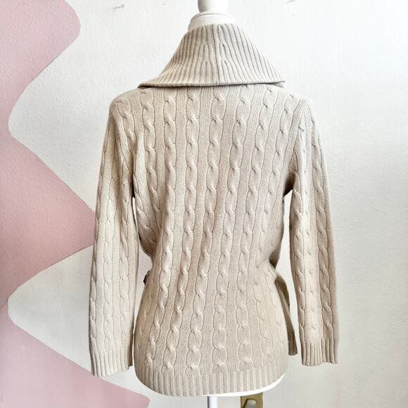 Polo Ralph Lauren Women’s Cream Collar Sweater Preppy Knit Pullover Medium - Picture 2 of 8
